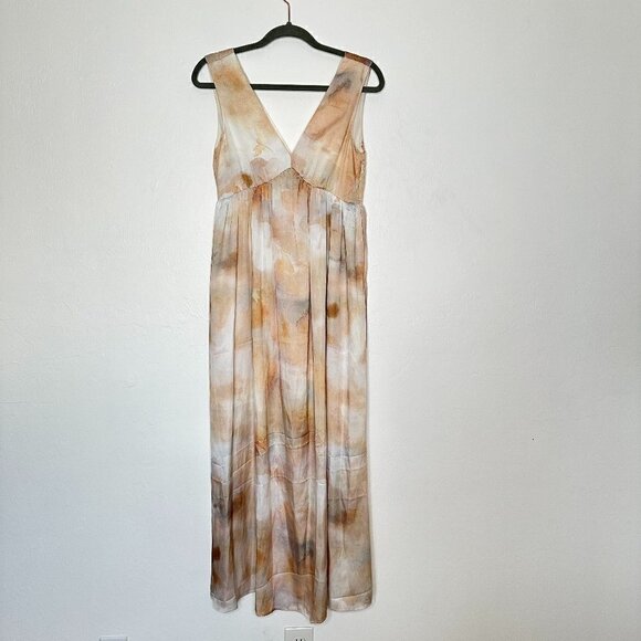 H&M Long Maxi V-neck Dress Nutural Colors Size XS NWT - Picture 2 of 7